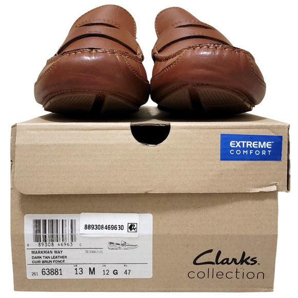 Clarks Men Markman Way Slip On Penny Driver Loafers Size US 13M Dark Tan Leather main image 5